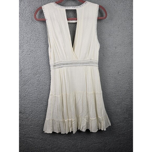 Sandro Paris Dress Womens M White Keyhole Coquette A-Line Peek A Boo Crochet - Picture 2 of 16